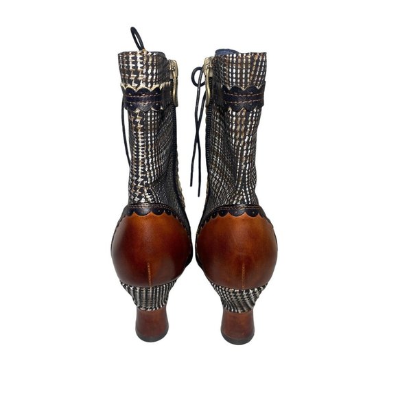 L'Artiste Bewitch Plaid Steampunk Spring Step Victorian Boots Size 38 heels - Picture 8 of 11